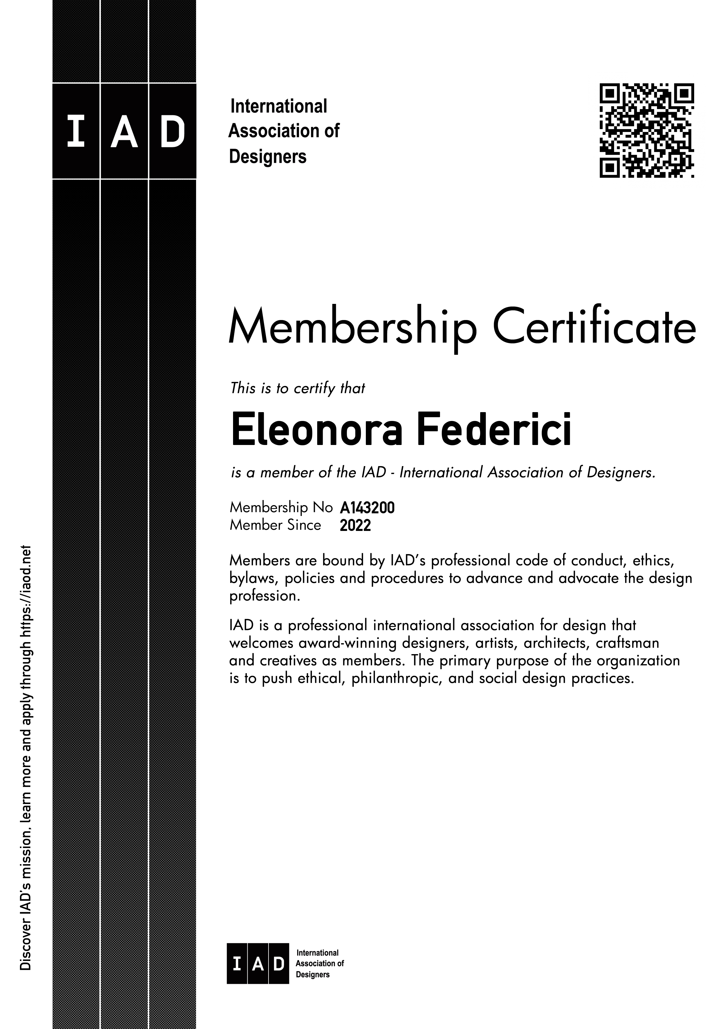 IAD Membership Certificate