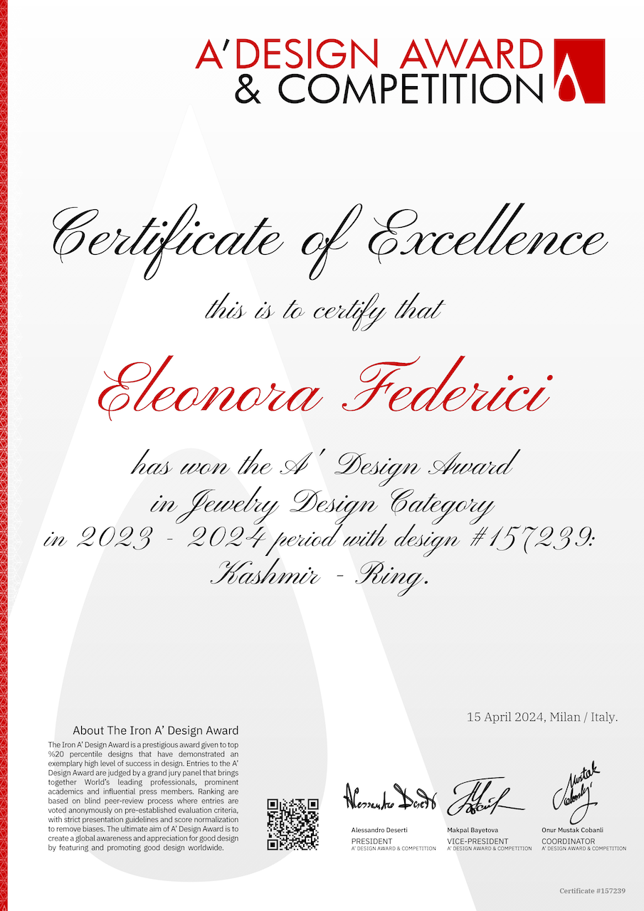 A' Design Award Winner Certificate